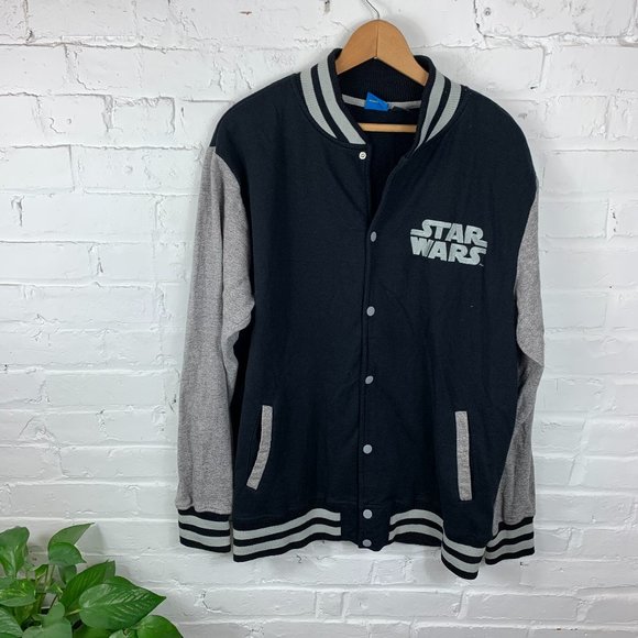 Star Wars Button Up Bomber Jackets Black/Gray SZ L
